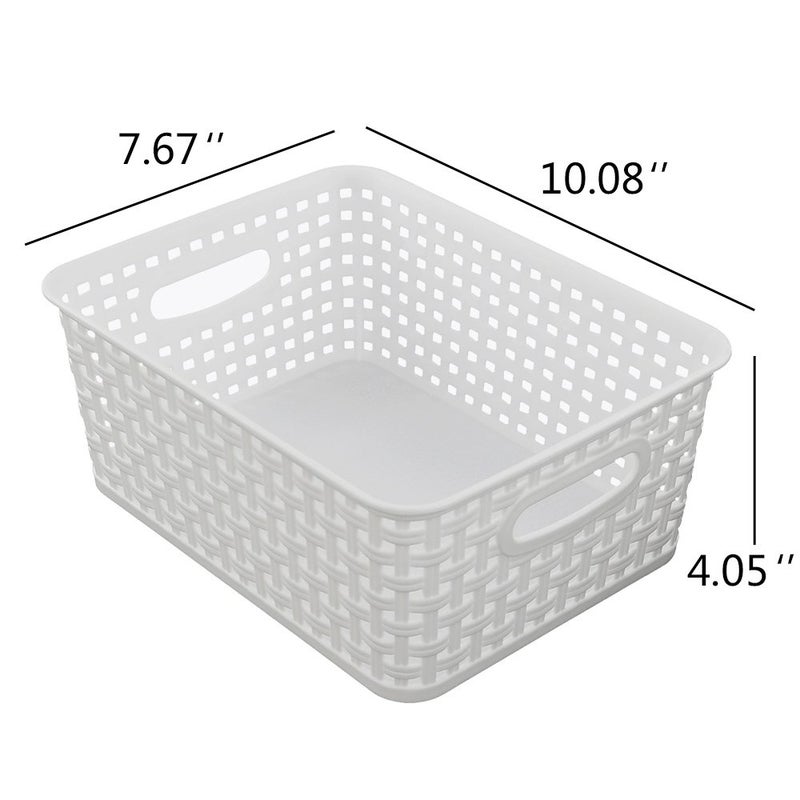 Lesbin White Plastic Weave Baskets, 4-Pack - Image 2